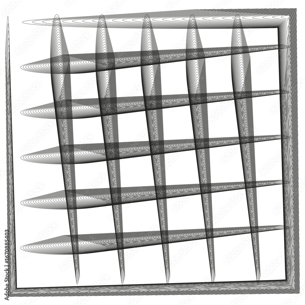 Aufkleber geometric line grid. abstract striped pattern. grayscale square form. vector dynamic illustration.