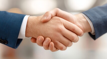 Obraz premium Closeup of executive handshake in professional business environment