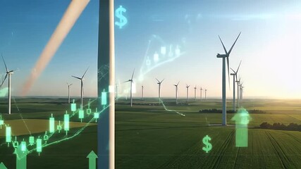 Green Energy Investment Wind Farm Stock Market Growth - Powered by Adobe