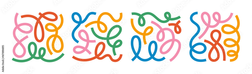 Poster abstract color wave lines pattern. vector organic wavy spirals isolated on a background. swirl and s