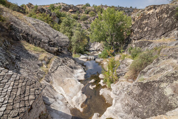 Small rocky river in the hills of North Macedonia.