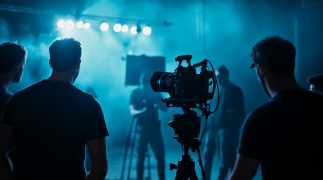Filmmaking action in a studio behind-the-scenes photography creative environment intimate viewpoint on production process