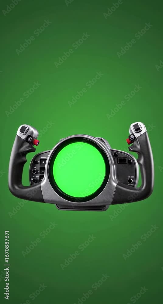 Aufkleber airplane steering wheel with green screen display for customizable flight simulation and interactive