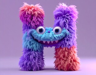 Fototapeta premium Highly Realistic 3D Render of Fluffy Monster Alphabet A to Z