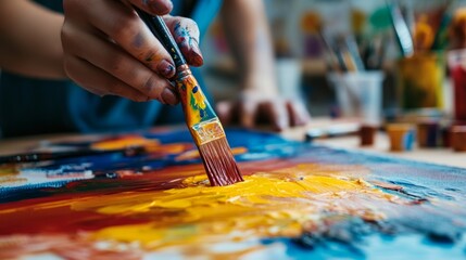 Creative painting session art studio visual art indoor close-up expressive techniques for vibrant artistic expression
