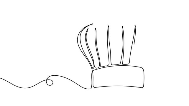 Chef Hat Continuous Line Self-Drawn Animation