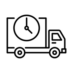 delivery truck with clock line icon for fast shipping and logistics services