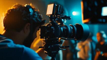 Filming behind the scenes of a dynamic creative event studio setting photography content vibrant environment close-up view capturing artistic essence