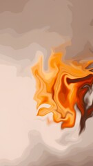 Abstract fluid art with fiery orange and brown marble texture. Modern liquid painting background, vibrant swirling pattern ideal for digital design, posters, and creative decoration.