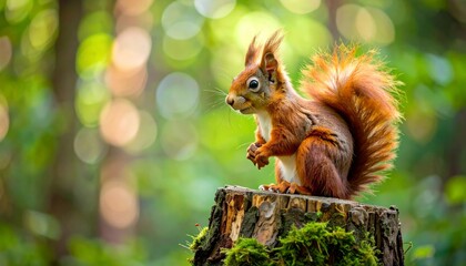 Obraz premium Red Squirrel in the forest
