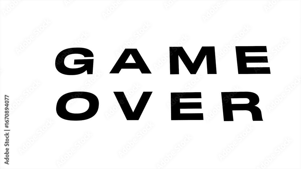 Poster game over text message animation on white background