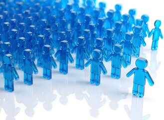 Blue Transparent 3D Figures: Individual and Group