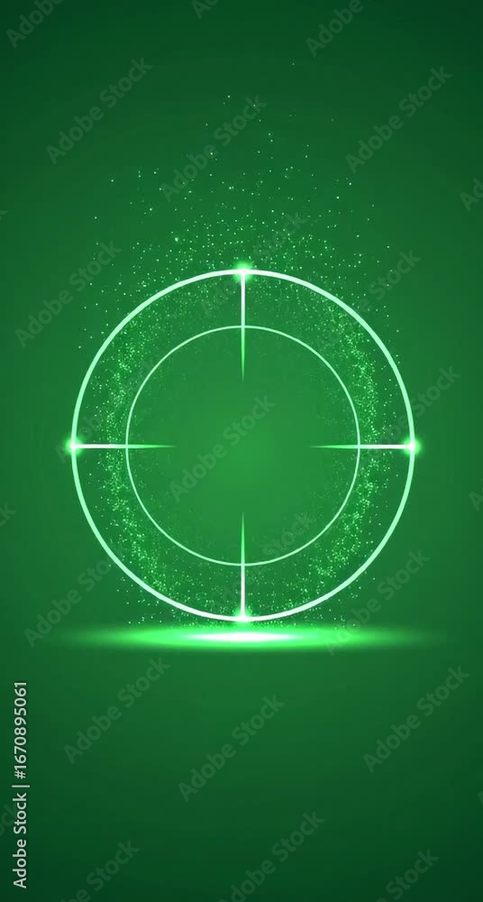 Aufkleber green target with particles and glowing lights animation for technology and security themes in a ver