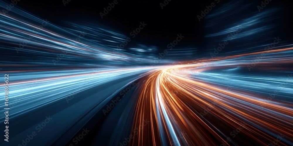 Poster abstract light trails of speed and motion showcasing dynamic energy and futuristic technology concep