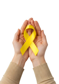 Hands holding the yellow September campaign tie