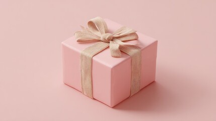 Obraz premium Elegant Pink Gift Box with Satin Ribbon and Bow for Celebrations and Special Occasions