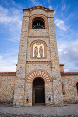 Obraz premium Bell tower of the Church of Saint John on the shores of Lake Ohrid.