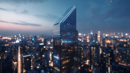Fototapeta premium Futuristic city skyline at night