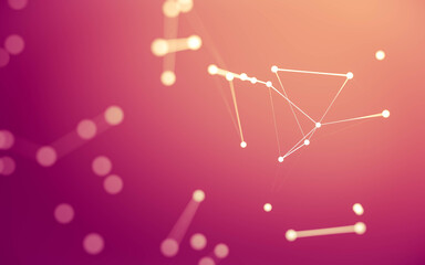 Abstract background. Molecules technology with polygonal shapes, connecting dots and lines. Connection structure. Big data visualization.