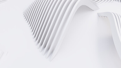 Abstract Curved Shapes. White Circular Background.