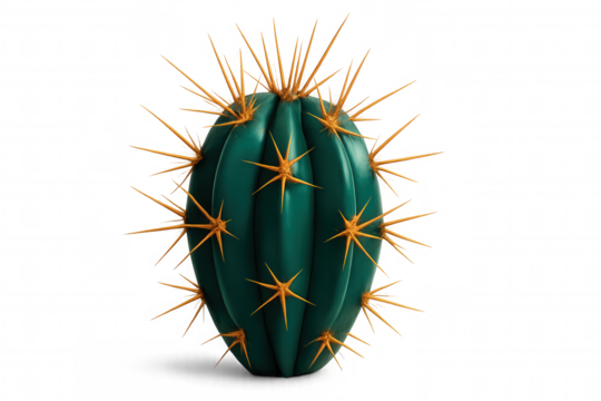Green cactus with golden spines rotating on transparent background, perfect for exotic and desert-themed projects