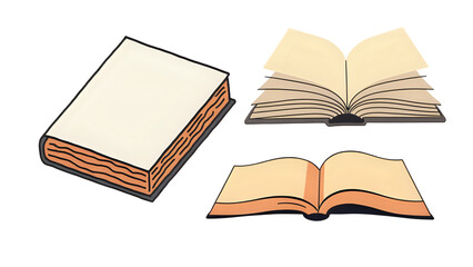 set of old books isolated on white