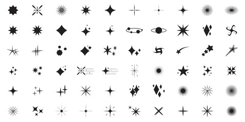 Obraz premium Shine star sparkle vector set. Sparkle star icons. Shine icon. Stars sparkle doodles vector. Set sparkles star symbols vector. Bright sparkle, star sparkle, shiny flash star. Star shine sparkle icon 