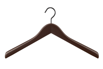 Elegant dark wood hanger with metal hook for stylish garment display and storage