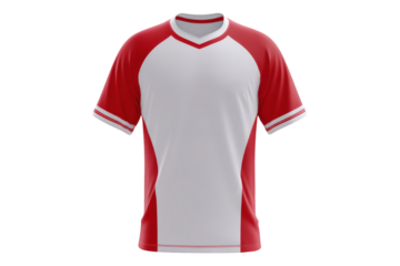 Dynamic red and white sports jersey ready for custom design and branding