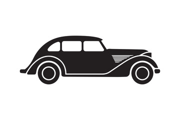 retro automobile silhouette vector illustration side profile elegant antique car design ai eps jpeg png