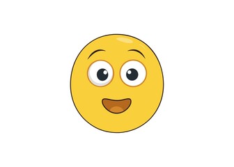 Fototapeta premium Cartoon Emoji with Big Eyes and a Happy Smile Isolated on a White Background