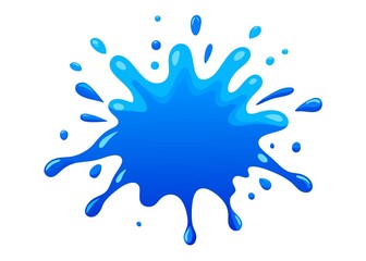 Vibrant Blue Paint Splatter Illustration Dynamic Liquid Burst with Droplets on White Background