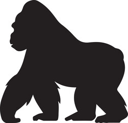 high resolution gorilla silhouette vector art side profile wild ape clipart for jungle and wildlife themed graphic asset © AIcon Star