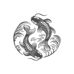 Two Swimming Koi Fish