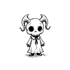 Enigmatic horned figure wearing a suit depicting the realm beyond life mysterious character art