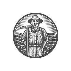 Farmer Holding a Hoe