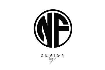 NF Circular Monogram Logo Modern Black & White Emblem for Luxury Branding & Elegant Visual Identity