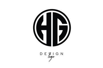 HG Circular Monogram Logo Modern Black & White Emblem for Luxury Branding & Elegant Visual Identity