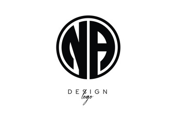 NA Circular Monogram Logo Modern Black & White Emblem for Luxury Branding & Elegant Visual Identity