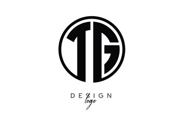 TG Circular Monogram Logo Modern Black & White Emblem for Luxury Branding & Elegant Visual Identity