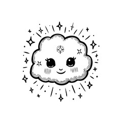 Whimsical cloud illustration with enchanting sparkles creating a magical and dreamy atmosphere