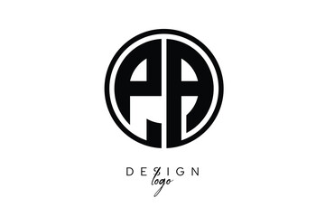 PA Circular Monogram Logo Modern Black & White Emblem for Luxury Branding & Elegant Visual Identity