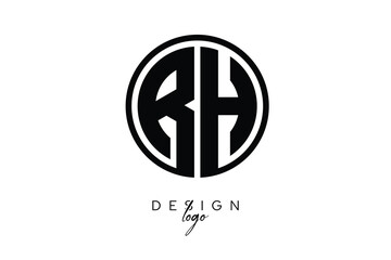 RH Circular Monogram Logo Modern Black & White Emblem for Luxury Branding & Elegant Visual Identity