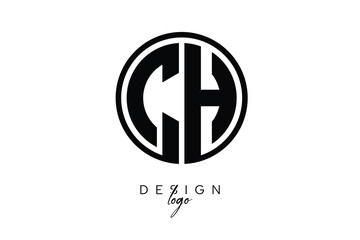 CH Circular Monogram Logo Modern Black & White Emblem for Luxury Branding & Elegant Visual Identity
