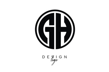 GH Circular Monogram Logo Modern Black & White Emblem for Luxury Branding & Elegant Visual Identity