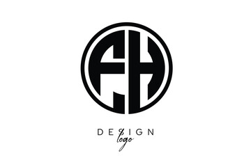 FH Circular Monogram Logo Modern Black & White Emblem for Luxury Branding & Elegant Visual Identity