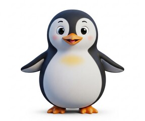 3d penguin in white background