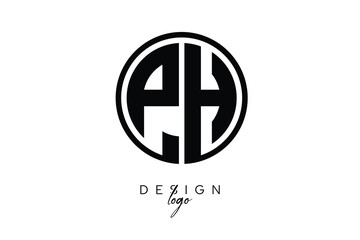 PH Circular Monogram Logo Modern Black & White Emblem for Luxury Branding & Elegant Visual Identity
