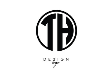 TH Circular Monogram Logo Modern Black & White Emblem for Luxury Branding & Elegant Visual Identity