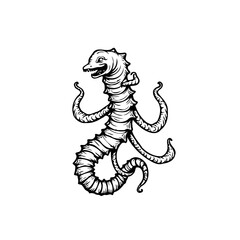 Whimsical serpentine creature illustration displaying fantasy art concept with a distinctive